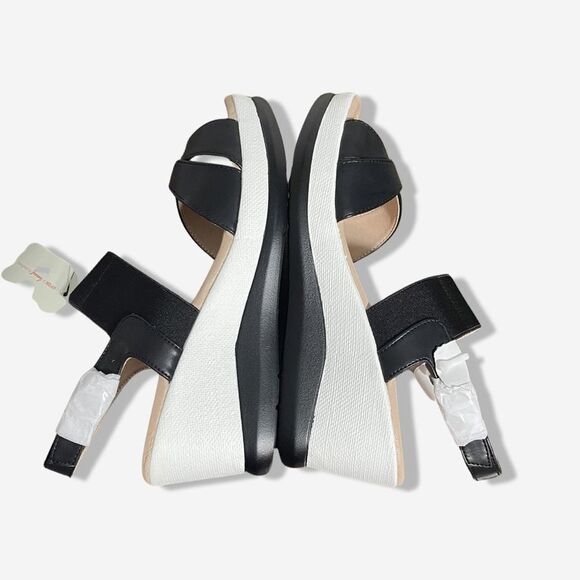Joessy Milan Black and white platform wedge heel Women's Sandals size 8. NIB. - Picture 9 of 11